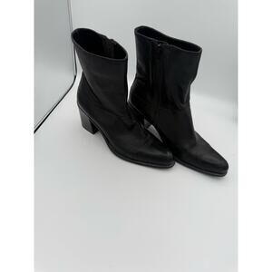 Vintage Liz Claiborne Black Leather Ankle Boots, size 11